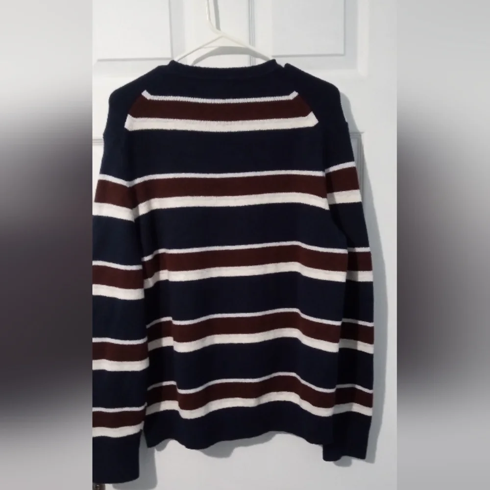 Banana Republic Blue and Brown Crewneck Sweater